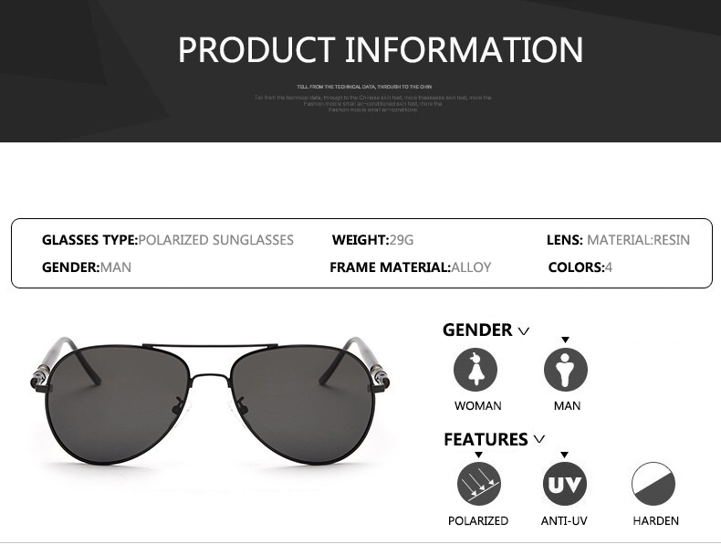 Óculos de sol masculino polari - Sunglasses Aviator Polarized avaliação e preço